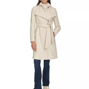 Calvin Klein long white cashmere-blend coat • full length • size 10